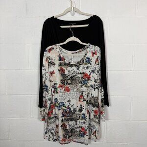 Lane‎ Bryant Cato Bundle 2 Tops Size 18/20 Office Neutral Capsule Artsy Parisian